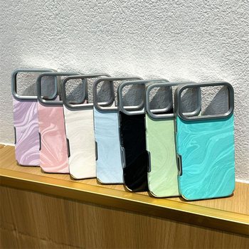 Carcasă de telefon cu piele electroplatată și textură de valuri de apă pentru iPhone 17 Pro, 16 Pro și 15 Pro