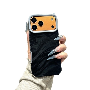 Carcasă de telefon cu piele electroplatată și textură de valuri de apă pentru iPhone 17 Pro, 16 Pro și 15 Pro