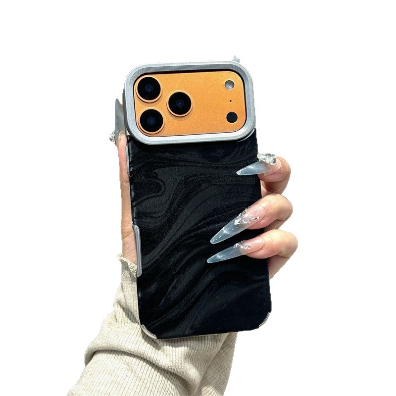 Carcasă de telefon cu piele electroplatată și textură de valuri de apă pentru iPhone 17 Pro, 16 Pro și 15 Pro
