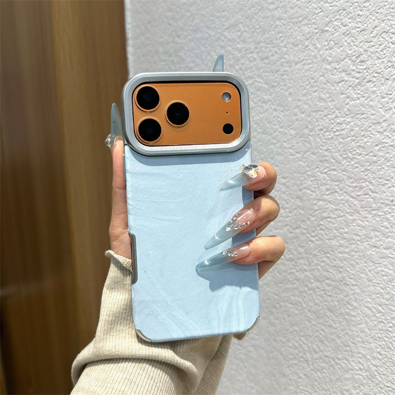 Carcasă de telefon cu piele electroplatată și textură de valuri de apă pentru iPhone 17 Pro, 16 Pro și 15 Pro