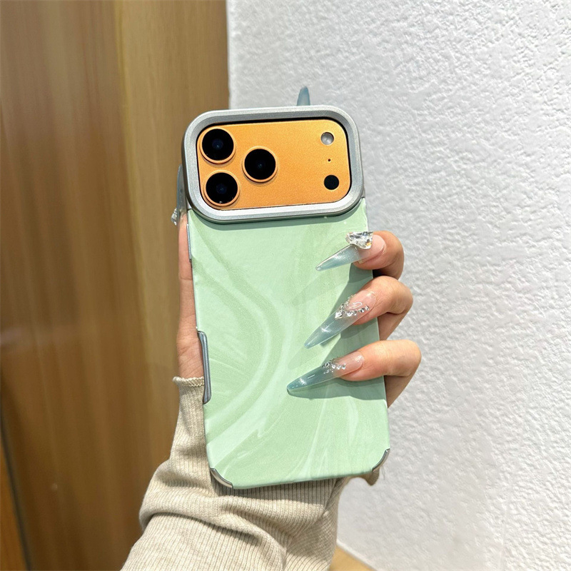 Carcasă de telefon cu piele electroplatată și textură de valuri de apă pentru iPhone 17 Pro, 16 Pro și 15 Pro