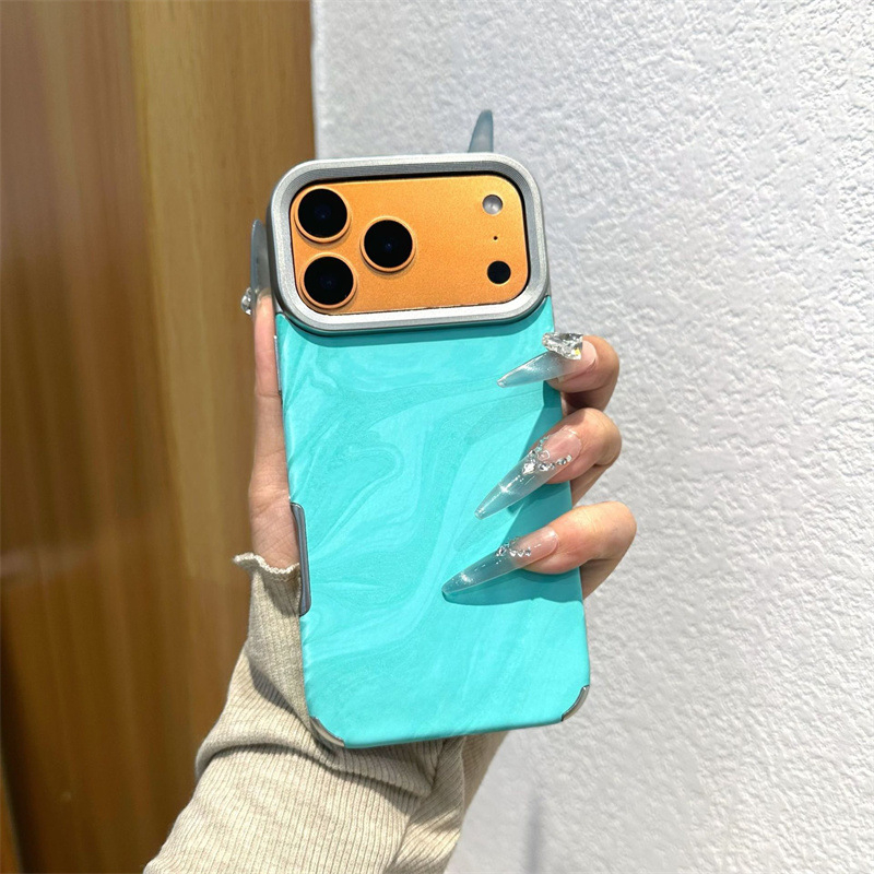 Carcasă de telefon cu piele electroplatată și textură de valuri de apă pentru iPhone 17 Pro, 16 Pro și 15 Pro