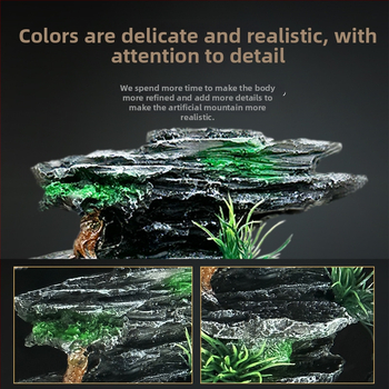 Set de peisaj pentru acvariu cu pietre decorative și plante acvatice – ornamente mici și peșteri ascunse