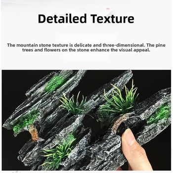 Set de peisaj pentru acvariu cu pietre decorative și plante acvatice – ornamente mici și peșteri ascunse