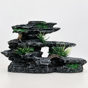 Set de peisaj pentru acvariu cu pietre decorative și plante acvatice – ornamente mici și peșteri ascunse