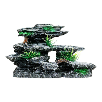 Set de peisaj pentru acvariu cu pietre decorative și plante acvatice – ornamente mici și peșteri ascunse