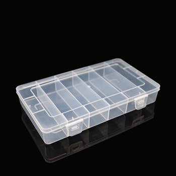 Cutie transparentă din plastic cu șase compartimente pentru bijuterii, componente electronice și accesorii