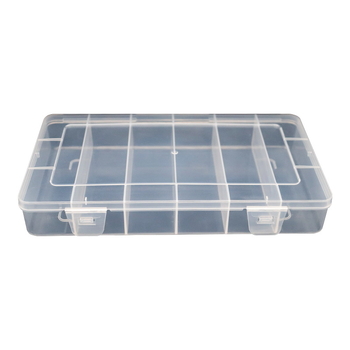 Cutie transparentă din plastic cu șase compartimente pentru bijuterii, componente electronice și accesorii