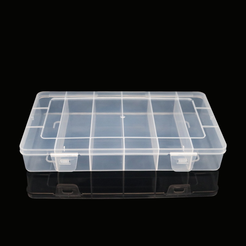 Cutie transparentă din plastic cu șase compartimente pentru bijuterii, componente electronice și accesorii