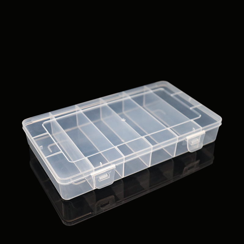 Cutie transparentă din plastic cu șase compartimente pentru bijuterii, componente electronice și accesorii