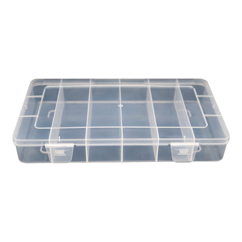 Cutie transparentă din plastic cu șase compartimente pentru bijuterii, componente electronice și accesorii