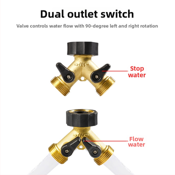 Conector din alamă de tip Y pentru țeava de apă, flux dual pentru irigare, conectare rapidă