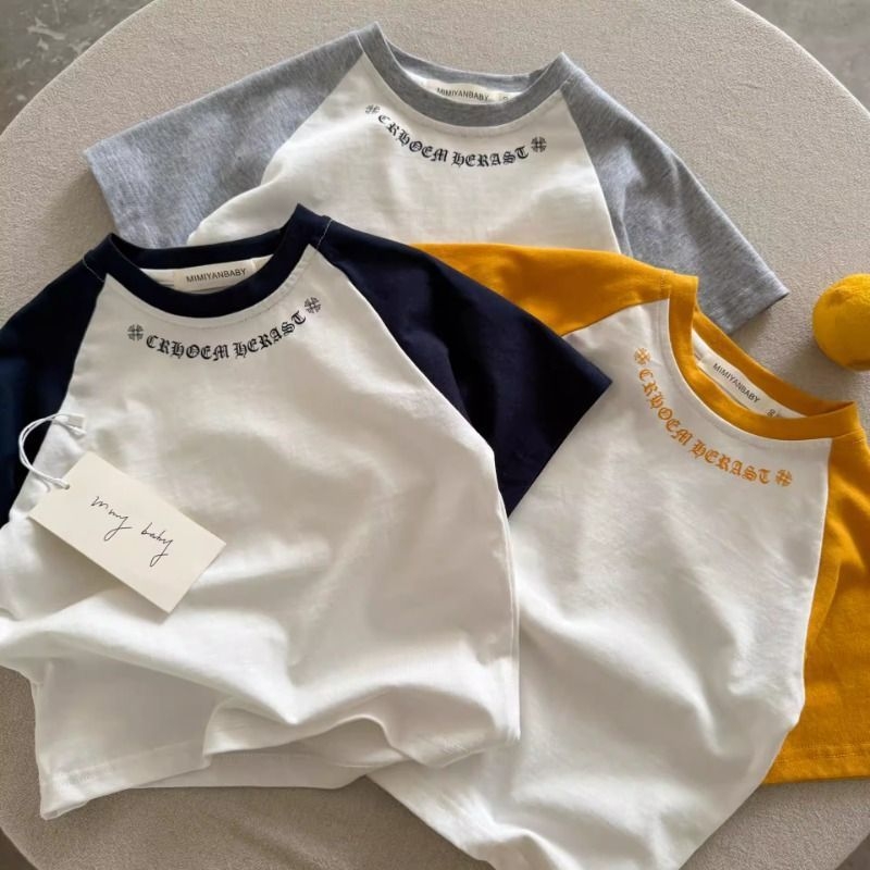 Set pentru copii din două piese, tricou cu mânecă raglan și șorturi, stil coreean, vară