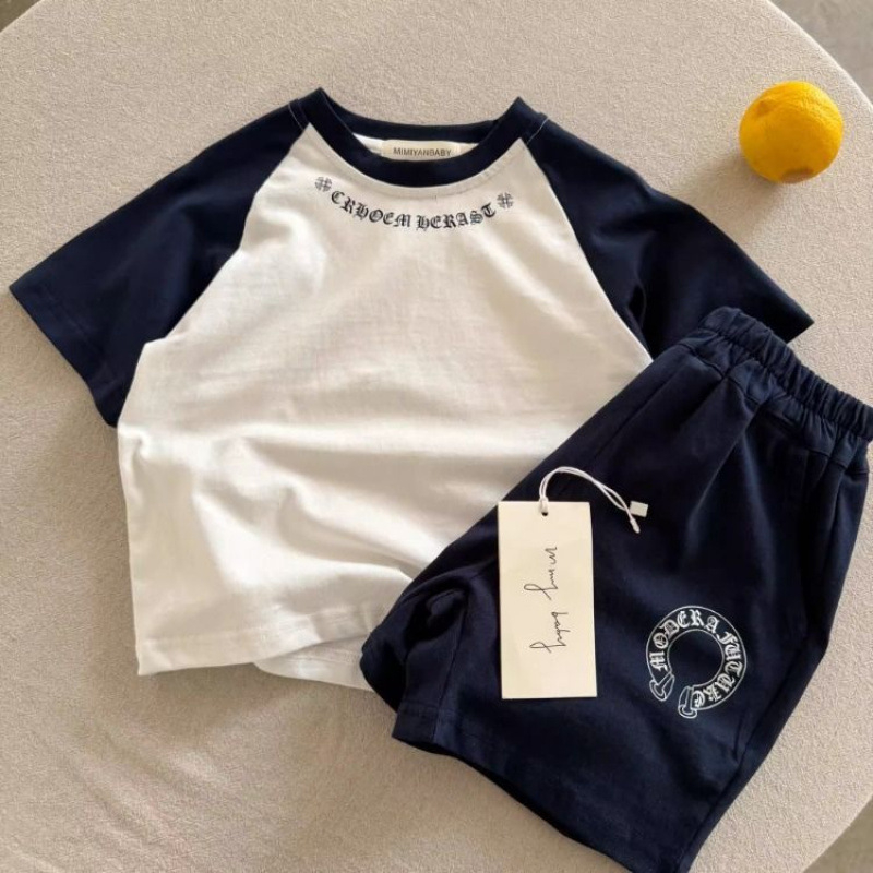 Set pentru copii din două piese, tricou cu mânecă raglan și șorturi, stil coreean, vară