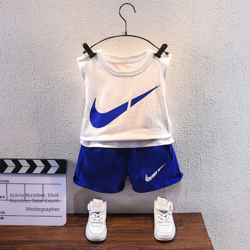 Set pentru copii băieți, două piese: top fără mâneci și pantaloni scurți, vară