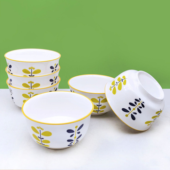 Vas porțelan pentru orez, tăiței și supă, formă rotundă, finisaj sub glazură, stil japonez, compatibil cu cuptorul cu microunde, diametrul 13–13,9 cm