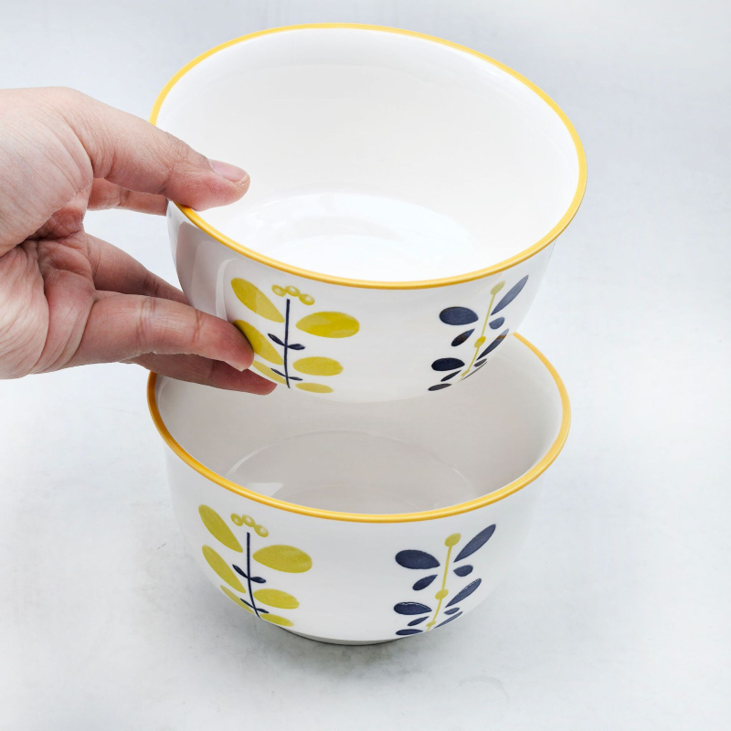 Vas porțelan pentru orez, tăiței și supă, formă rotundă, finisaj sub glazură, stil japonez, compatibil cu cuptorul cu microunde, diametrul 13–13,9 cm