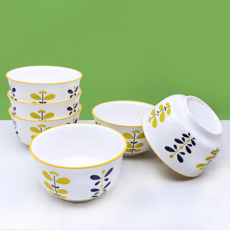 Vas porțelan pentru orez, tăiței și supă, formă rotundă, finisaj sub glazură, stil japonez, compatibil cu cuptorul cu microunde, diametrul 13–13,9 cm