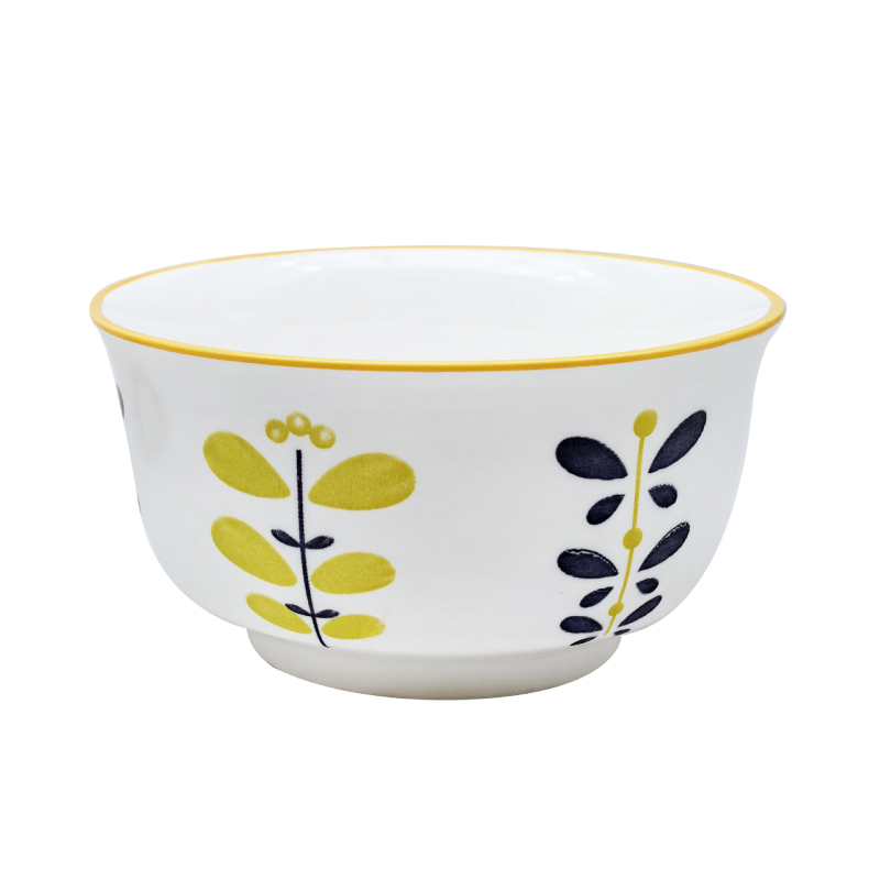Vas porțelan pentru orez, tăiței și supă, formă rotundă, finisaj sub glazură, stil japonez, compatibil cu cuptorul cu microunde, diametrul 13–13,9 cm