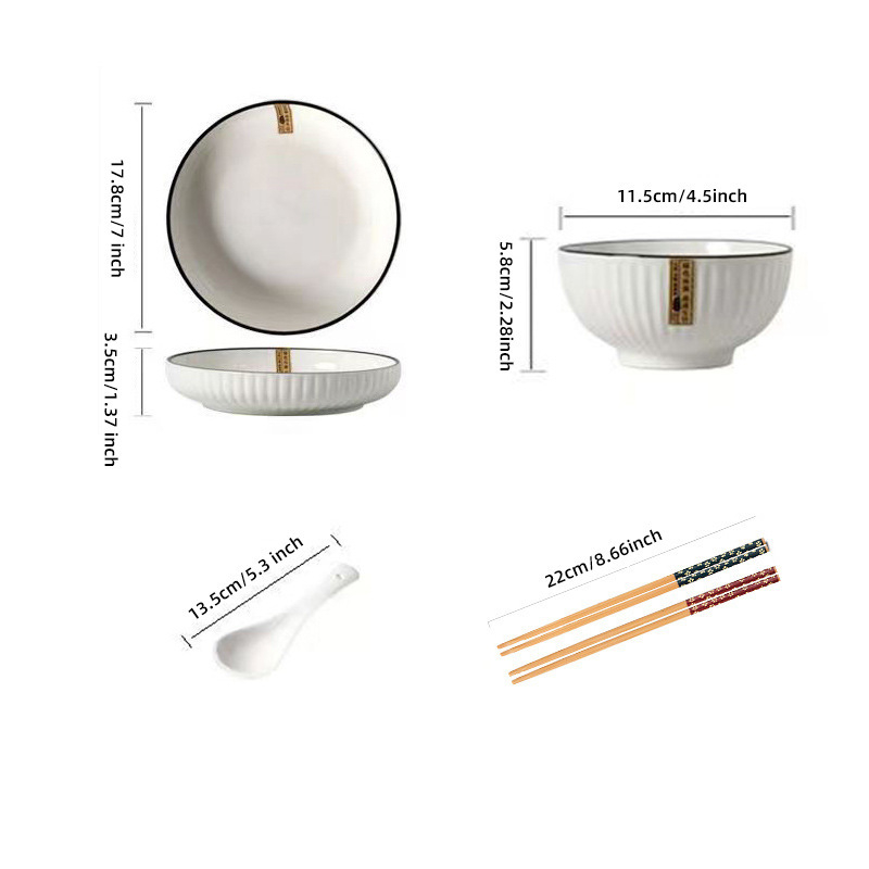 Set de 16 piese din ceramică: boluri și farfurii, bețișoare, anti-ardere și izolare termică, pentru patru persoane