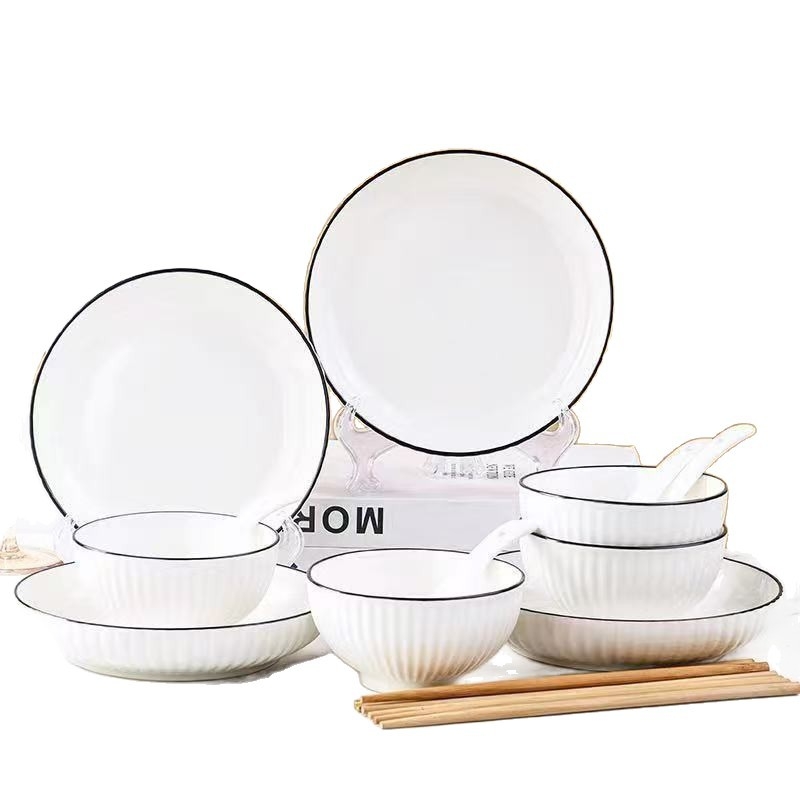 Set de 16 piese din ceramică: boluri și farfurii, bețișoare, anti-ardere și izolare termică, pentru patru persoane