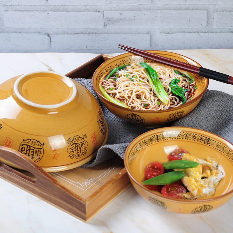 Vas ceramic mare pentru ramen cu carne de vită, stil retro, pentru restaurante și uz casnic