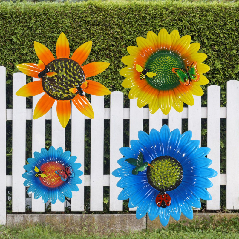 Decor de perete din fier cu floarea-soarelui – pentru casă și grădină