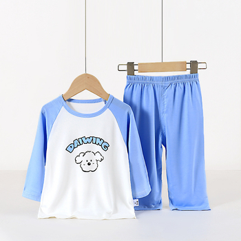Set de pijamale pentru copii din modal, haine de casă unisex, mâneci 3/4, modele cu animale, litere și flori