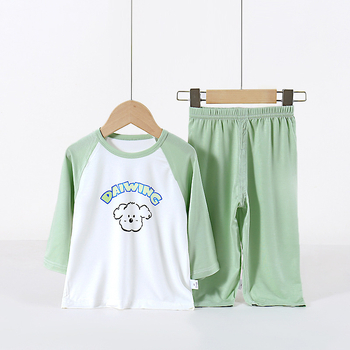 Set de pijamale pentru copii din modal, haine de casă unisex, mâneci 3/4, modele cu animale, litere și flori