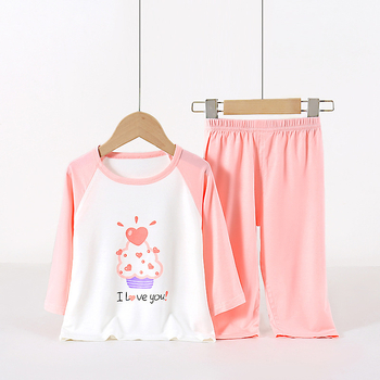 Set de pijamale pentru copii din modal, haine de casă unisex, mâneci 3/4, modele cu animale, litere și flori