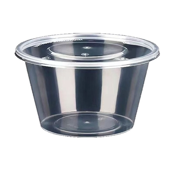 Bol rotund de unică folosință pentru mâncare rapidă, recipient din plastic transparent pentru ambalare la pachet, supă și fructe