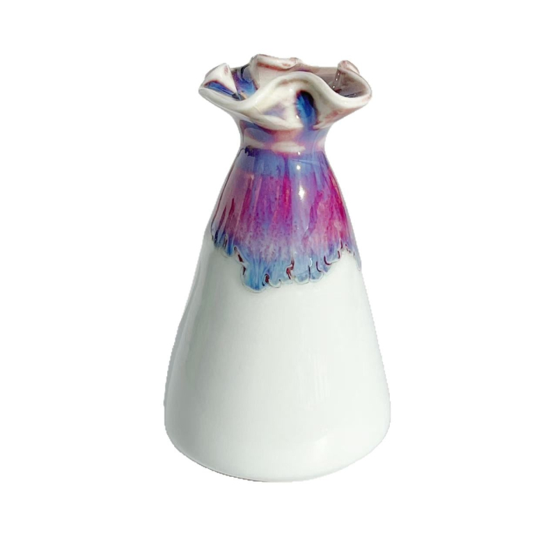 Vază ceramică mică, lucrată manual, pentru birou, vază decorativă pentru flori, artă ceramică cu glazură la cuptor