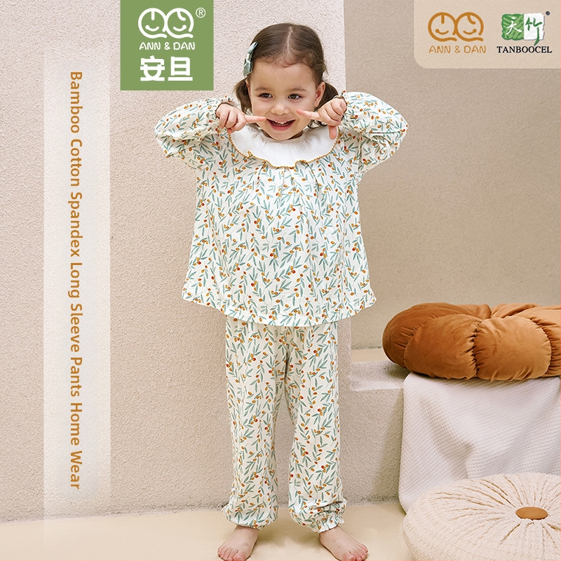 Andan Set Pijamale Copii Unisex cu Mâneci Lungi din Bambus-Bumbac-Spandex, Model Cartoon, Îmbrăcăminte de Casă