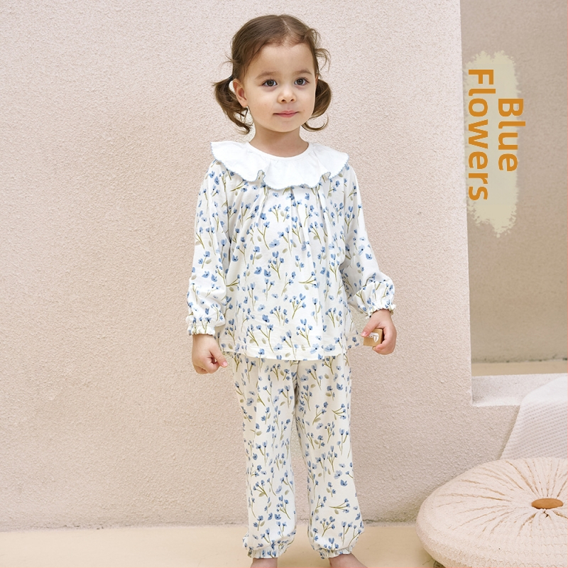 Andan Set Pijamale Copii Unisex cu Mâneci Lungi din Bambus-Bumbac-Spandex, Model Cartoon, Îmbrăcăminte de Casă