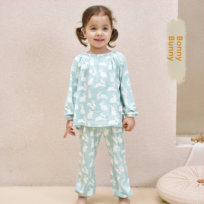Andan Set Pijamale Copii Unisex cu Mâneci Lungi din Bambus-Bumbac-Spandex, Model Cartoon, Îmbrăcăminte de Casă