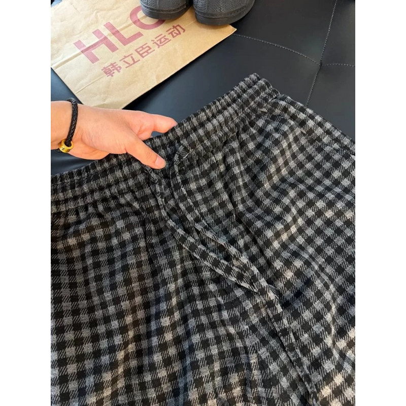 Shorturi de vară pentru bărbați, stil japonez minimalist, în carouri, material ușor din poliester, croială lejeră, potrivite pentru plajă și purtare zilnică