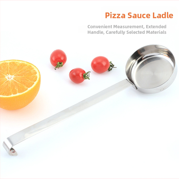Linguriță de sos din oțel inoxidabil, fund plat – linguriță de măsurat pentru sos de pizza și sos de roșii, capacitate în unci, lingură de supă
