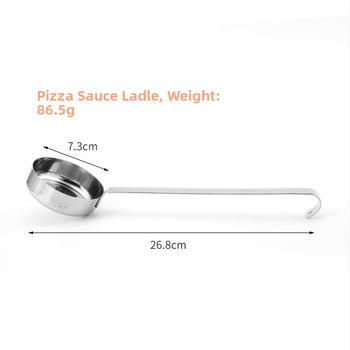 Linguriță de sos din oțel inoxidabil, fund plat – linguriță de măsurat pentru sos de pizza și sos de roșii, capacitate în unci, lingură de supă