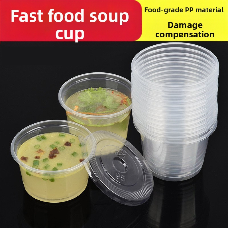 ceașcă de supă de unică folosință 250/300 ml cu capac, bol din plastic