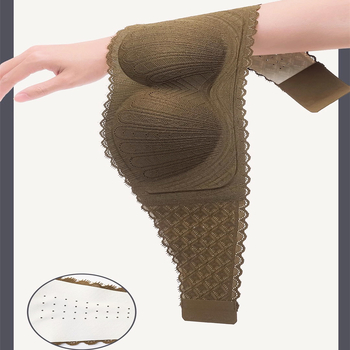 Sutien dantelat fără bretele pentru bust mic, efect push-up, model subțire de vară