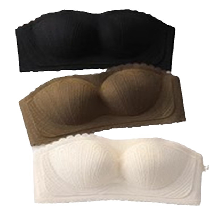 Sutien dantelat fără bretele pentru bust mic, efect push-up, model subțire de vară