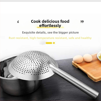 Colander din oțel inoxidabil, îngroșat, pentru prăjit, uz casnic și comercial, strecurător de bucătărie, lingură mare cu găuri