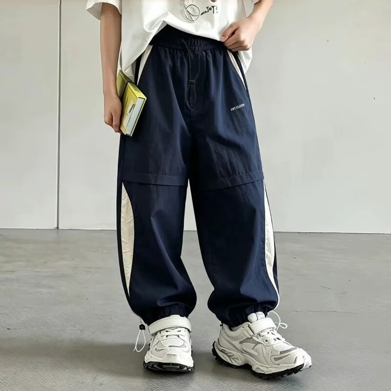 Pantaloni anti-țânțari pentru băieți, pantaloni sport lungi ușori de vară, uscare rapidă, stil cargo