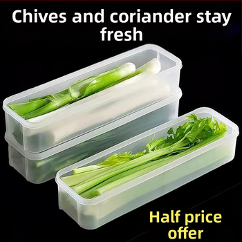 Cutie de depozitare alimentară pentru frigider cu ceapă verde, coriandru, ghimbir, usturoi, tăiței și ouă