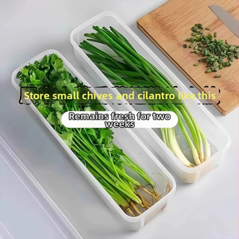 Cutie de depozitare alimentară pentru frigider cu ceapă verde, coriandru, ghimbir, usturoi, tăiței și ouă