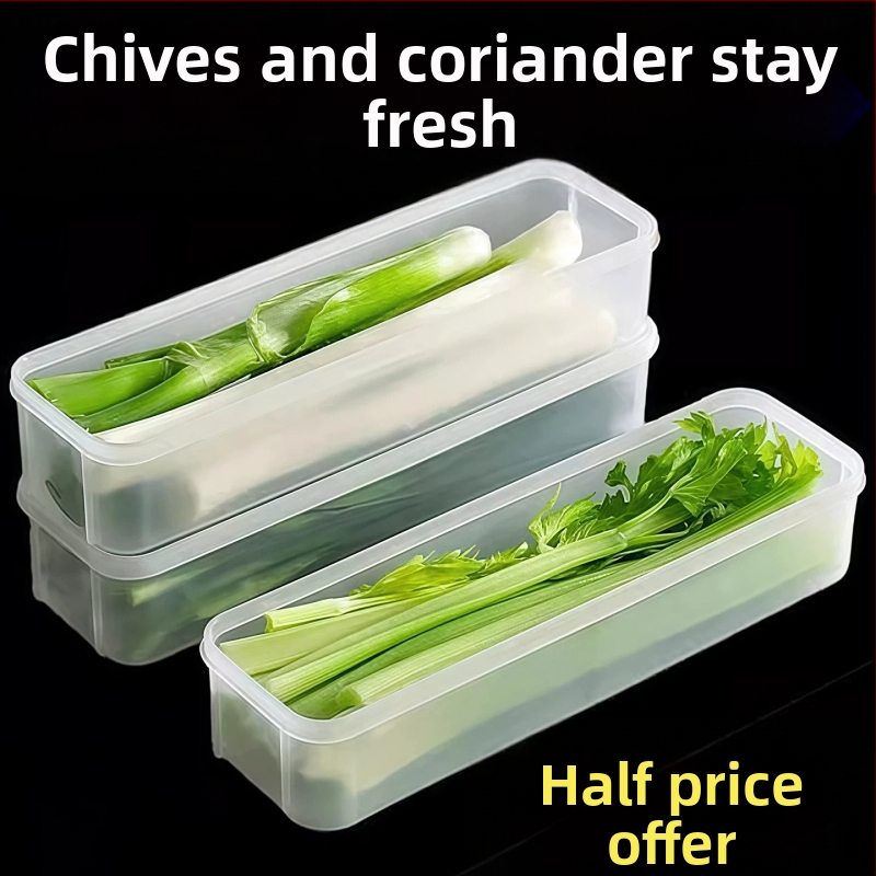 Cutie de depozitare alimentară pentru frigider cu ceapă verde, coriandru, ghimbir, usturoi, tăiței și ouă