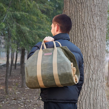 Geantă portabilă multifuncțională pentru activități în aer liber, depozitare lemne de foc pentru camping și grătar