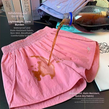 Șorturi de vară lejere pentru fete în stil coreean, versatile și moderne, cu croială largă, material ice silk, uscare rapidă, casual sport