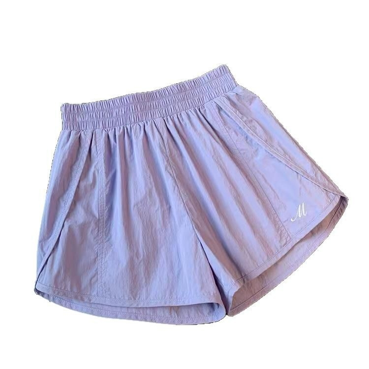 Șorturi de vară lejere pentru fete în stil coreean, versatile și moderne, cu croială largă, material ice silk, uscare rapidă, casual sport
