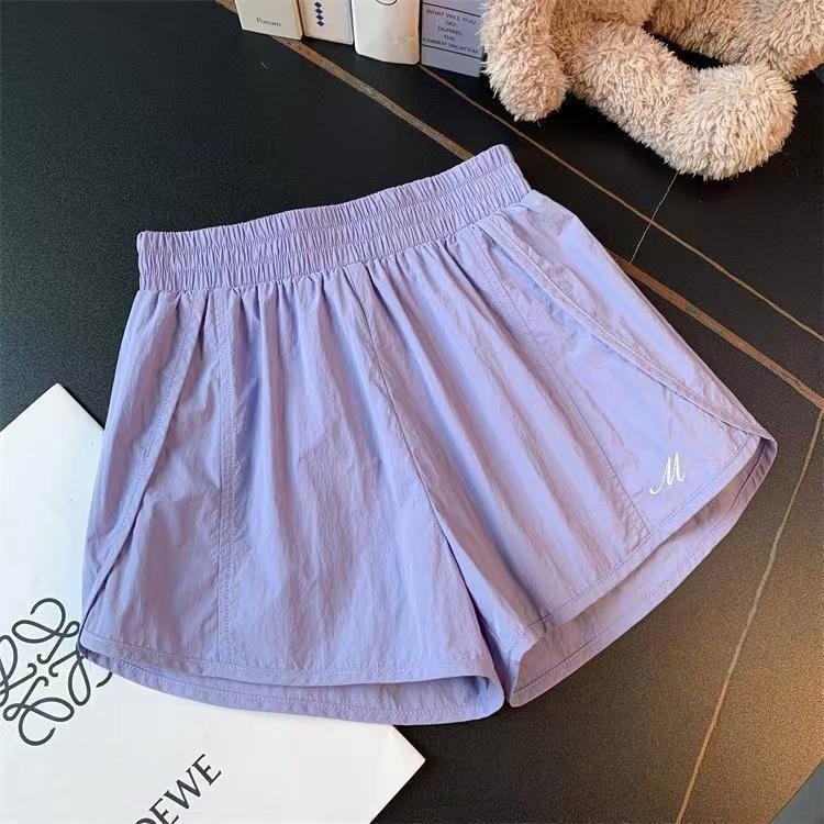 Șorturi de vară lejere pentru fete în stil coreean, versatile și moderne, cu croială largă, material ice silk, uscare rapidă, casual sport
